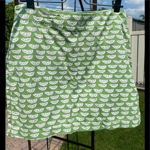 EUC Garnet Hill lime slices cotton skirt w/pockets